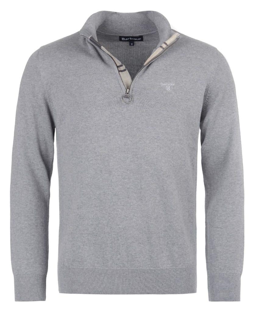 Pull en coton cotton half zip barbour grey gris