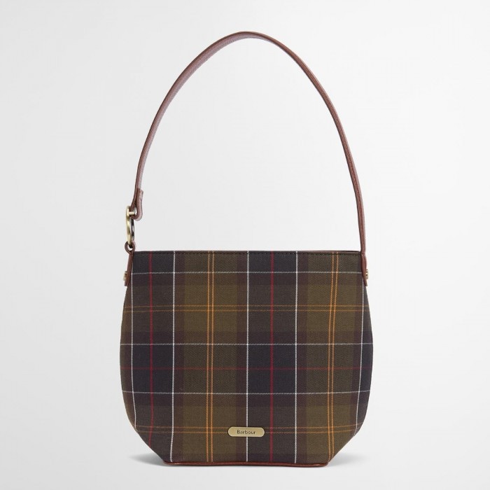 Sac seau en cuir et tartan Barbour Cedar