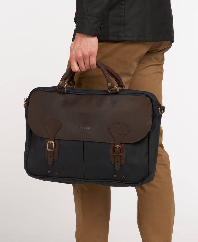Malette en cuir et coton huilé Barbour