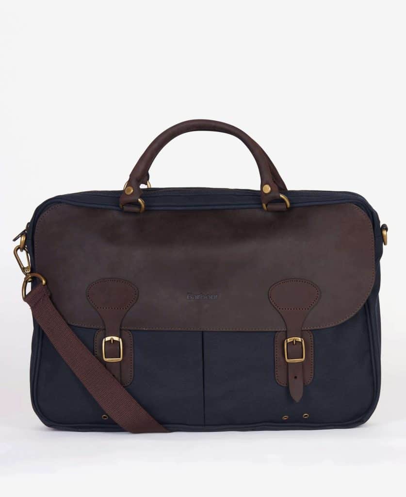 Malette en cuir et coton huilé Barbour